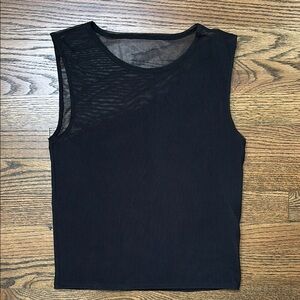 Abercrombie & Fitch Black Sheer Shoulder Tank Top